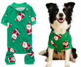 Lanyarco Santa Claus dog pajamas front view showing festive green design and comfort