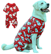 Lanyarco Snowman pajamas on dog back view for large breeds.