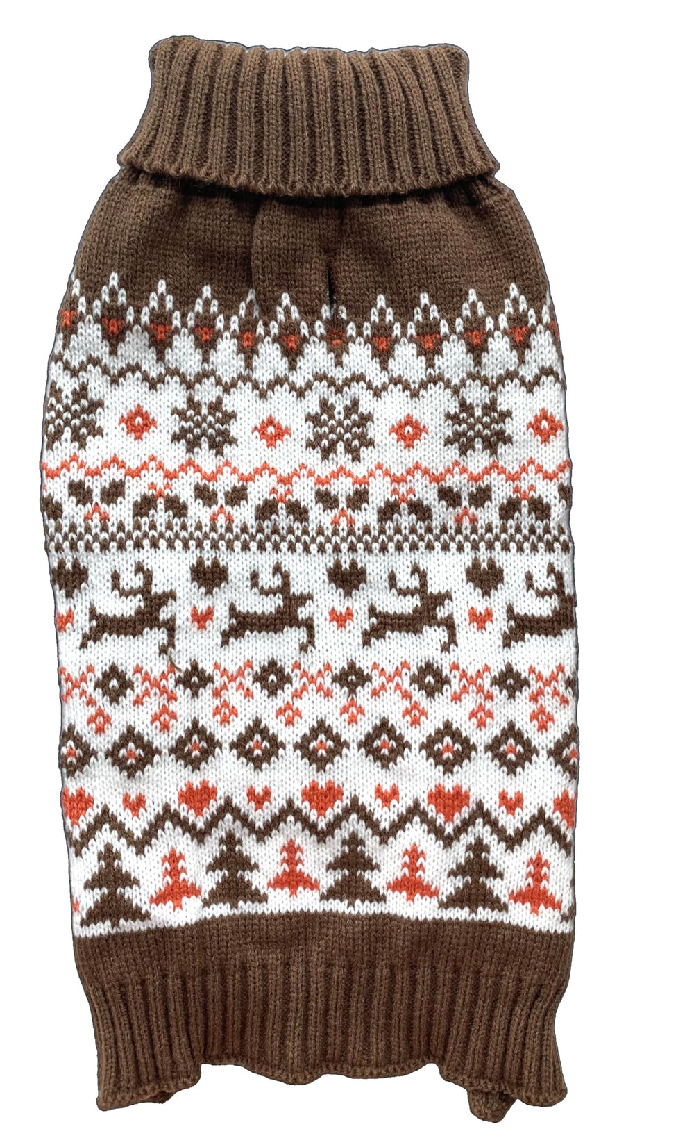 Lanyarco turtleneck dog sweater back view with festive holiday pattern for photos