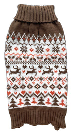 Lanyarco turtleneck dog sweater back view with festive holiday pattern for photos