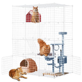 Large Cat Cage interior shows 57x43x29 inches of space for play and rest.