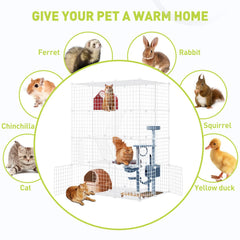 Large Cat Cage spacious play area provides room to roam for multiple cats.