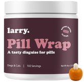 Larry Bacon Pill Wrap jar closeup shows moldable texture for any size pill, sealing in taste.