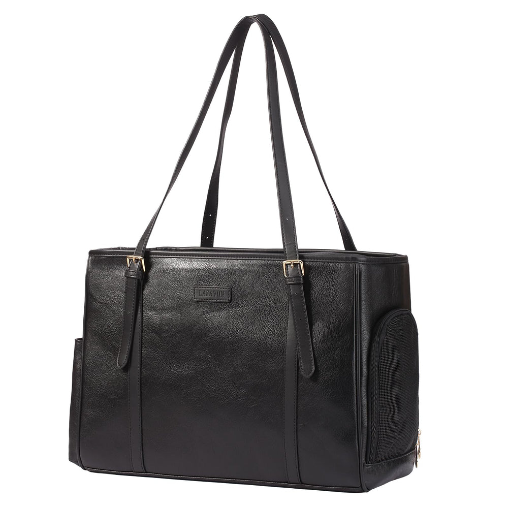 Lasaviin fashion dog purse material-smooth-vegan-leather offers durable everyday use.