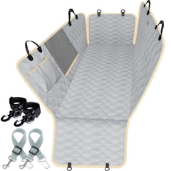 Lassie dog car hammock with side flaps protects doors during travel.