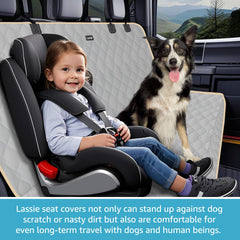Lassie truck back seat cover side-flaps protect seat edges and aid pet entry