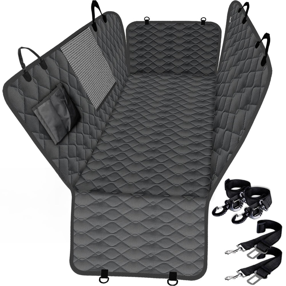 Lassie truck car seat covers hammock installed showing full backseat protection during travel