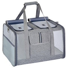 Lawfery Cat Carrier for 2 Cats with dual compartments for two pets on the go.