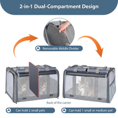 Lawfery Cat Carrier privacy-curtains-rolled showing privacy and sunshade.