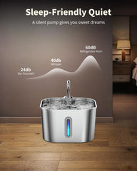 Lawfery cat water fountain 74oz capacity reduces refills for multi-pet homes