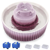 Lawfery ceramic cat water fountain front view shows durable, scratch-resistant ceramic.