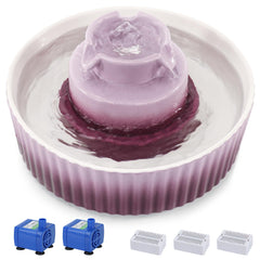 Lawfery ceramic cat water fountain front view shows durable, scratch-resistant ceramic.