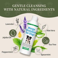 Lazersell Mange Shampoo lather cleanses and calms itchy skin.