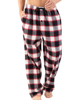 Lazy One flannel pajama pants men's black plaid full view showing relaxed fit and warmth