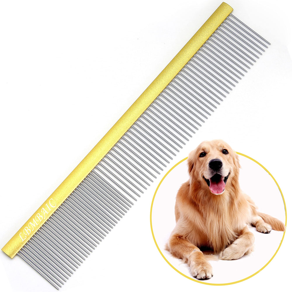 LBMBAIC 10inch large dog comb long tooth for efficient undercoat removal on big breeds.