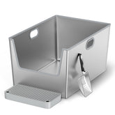 LBXZen 40L XXL stainless steel litter box with high sides for better containment.