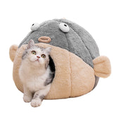 Lcybem cat bed cave entrance in gray offers cozy hideaway for indoor cats