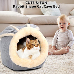 Lcybem cat bed with hanging toy boosts play and engagement for indoor cats.