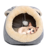 Lcybem rabbit-shaped cat cave bed offers a cozy hideaway for calm naps.