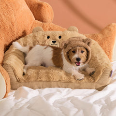 LE SURE bear-design dog bed front view provides cozy snuggle space for pets