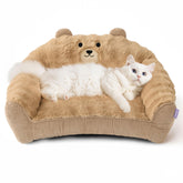 LE SURE cat bed fluffy bear-design close-up showing plush texture for cozy naps.