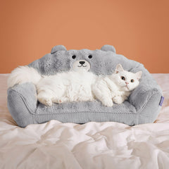 LE SURE Cute Cat Couch bear-design close-up for cozy naps.