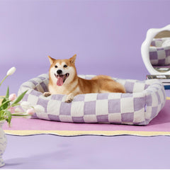 LE SURE dog bed jacquard shaggy plush closeup for cozy texture and style