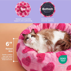 LE SURE donut small dog bed side profile highlights anti-slip bottom stability