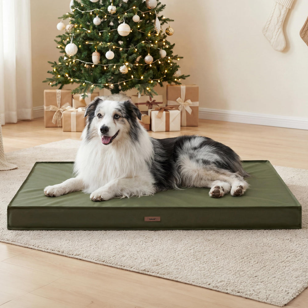 LE SURE outdoor waterproof dog bed cover shown outdoors for easy cleaning