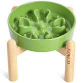 LE TAUCI ceramic slow-feed bowl in green with elevated design for stable, mindful meals.
