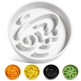 LE TAUCI ceramic slow feeder bowl angle white with non-slip base for stable mealtime.