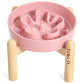 LE TAUCI pink ceramic slow-feed dog bowl for calm eating and easy cleaning.