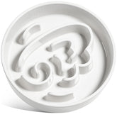 LE TAUCI slow feeder ceramic dog bowl, angle white, promotes mindful eating during meals.