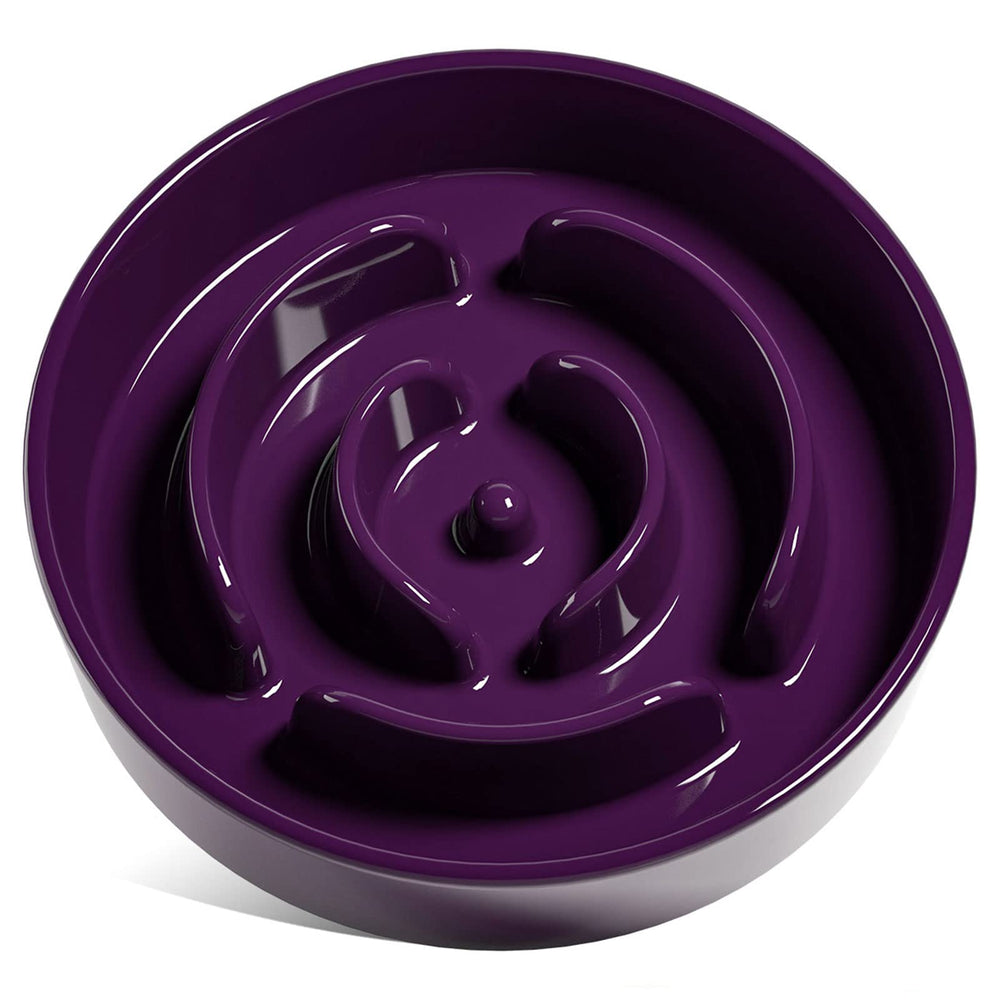 LE TAUCI slow-feeder ceramic purple maze bowl with 3-cup capacity for slower meals.