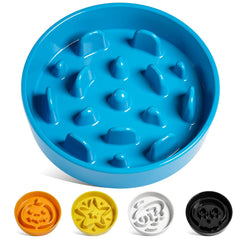 LE TAUCI Vortex Blue ceramic slow feeder front view reduces eating speed for small pets.