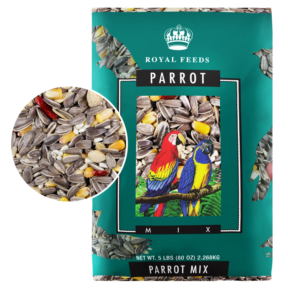 LEACH Parrot Mix bag packshot highlights premium seed blend for daily energy.
