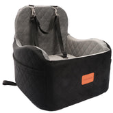Lealchum dog booster seat car setup demonstrating elevated view for small dogs, more comfortable ride