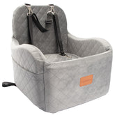 Lealchum dog booster seat gray front view demonstrates secure travel for small and medium dogs.