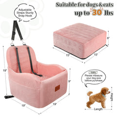 Lealchum dog booster seat side view in pink, highlighting elevated cushion for comfort.