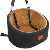 Lealchum dog car seat closeup shows soft fabric for comfort on trips