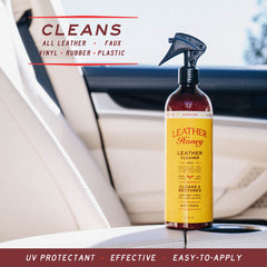 Leather Honey Car Seat Cleaning application demonstrates grime removal in automotive interiors