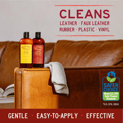 Leather Honey dirt-removal on dirty-leather-seat lifts grime gently.