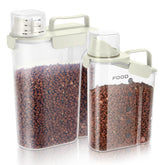 LEAWALK 2-pack beige pet food storage front view showing compact, organized containers