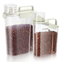LEAWALK 2-pack beige pet food storage front view showing compact, organized containers