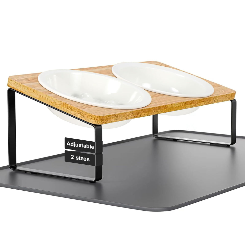 LEAWALK upgraded tilt cat bowl stand with 15-degree design for comfortable feeding.