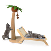 Lechansen palm-tree cat scratch post with lounge for indoor play and rest.