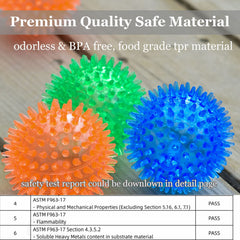 LECHONG 12pack spiky ball blue – stimulates play and dental friendly chewing.