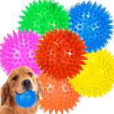 LECHONG 6-pack 3.5-inch squeaky dog balls for indoor and outdoor fetch.