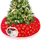 LECHONG cat tunnel under tree with festive skirt promotes playful exploration