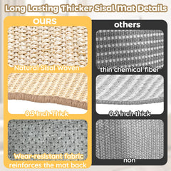 LECHONG thick sisal mat closeup shows durable scratching surface for long-lasting use